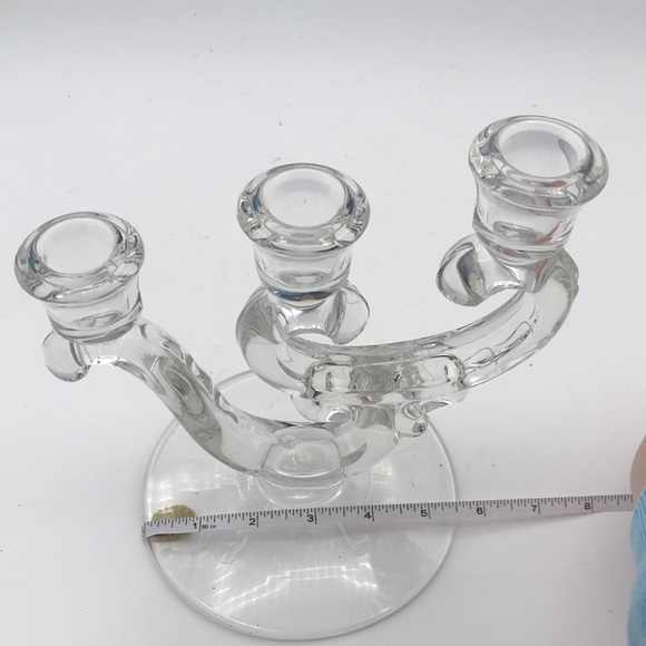 VTG Pair Fostoria Century Crystal 3 Light Candleholders - Picture 7 of 7